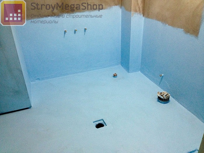 Ванная комната покрытая акриловой гидроизоляцией